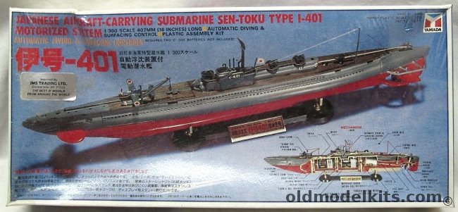Yamada 1/300 Sen-Toku Type I-401 (I400 class) Submarine - Motorized Diving and Surfacing Operating Model - (ex-Doyusha), YSB-1000-1 plastic model kit